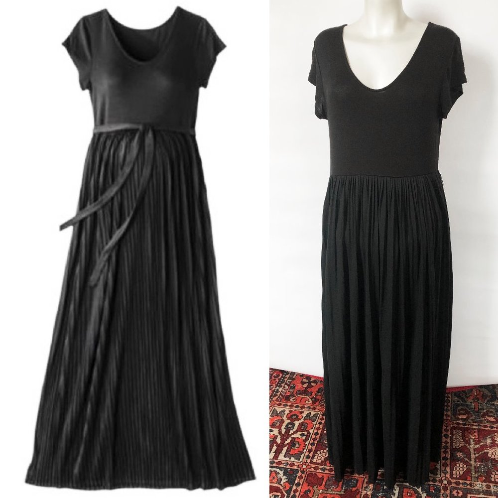 Liz Lange Pleated Black Maxi Maternity Dress